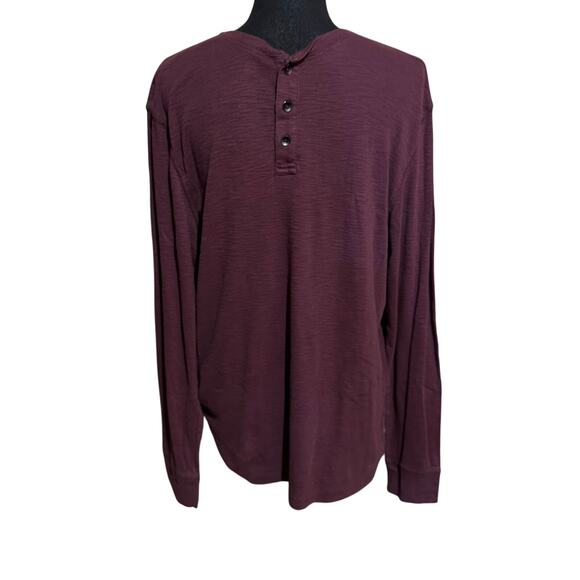 APT. 9 Dark Purple Long Sleeve Henley Shirt Men's L Large - Picture 1 of 5